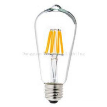 Ampoule de filament de St64 6W E26 Dimmable LED avec le transparent